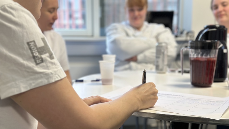 Sygeplejersker sidder til workshop og udfylder handleplan