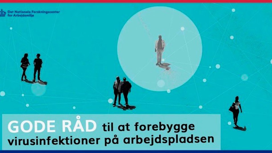 Grafik med mennesker og viruspartikler