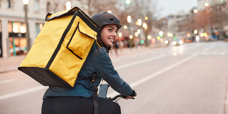 A young bike courier